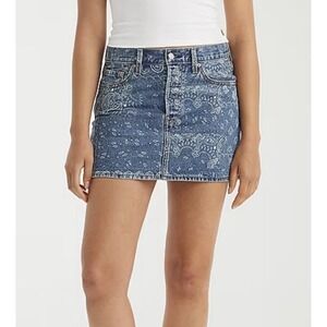 Levi's Icon Paisley Print A-Line Denim Mini Skirt Women's Size 32